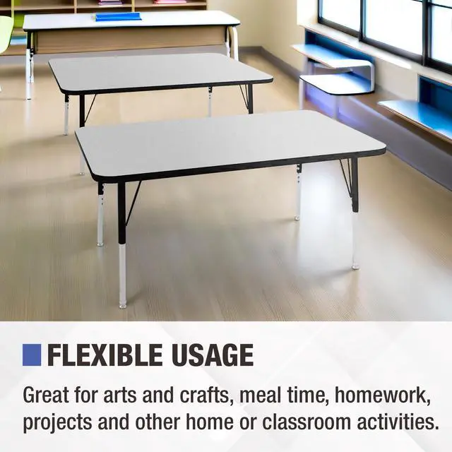 Alt view image 7 of 7 - Commercial Furniture 36-Inch Adjustable Height Classroom Activity Table for Kids & Adults, Rectangular Activity Table for School and Home, Blue