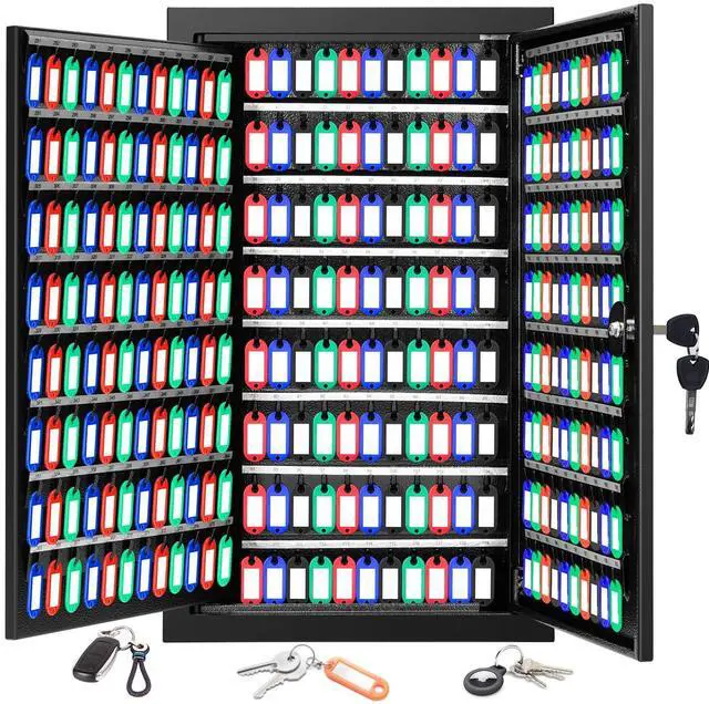 Main image of 376 Keys Key Lock Box Wall Mount with 376 Numbered Hooks and 376 Colored Key Tags, Anti-Theft Key Cabinet with Key Return Drop Slot, Key Storage Box Key Organizer for Car Garage Home Office