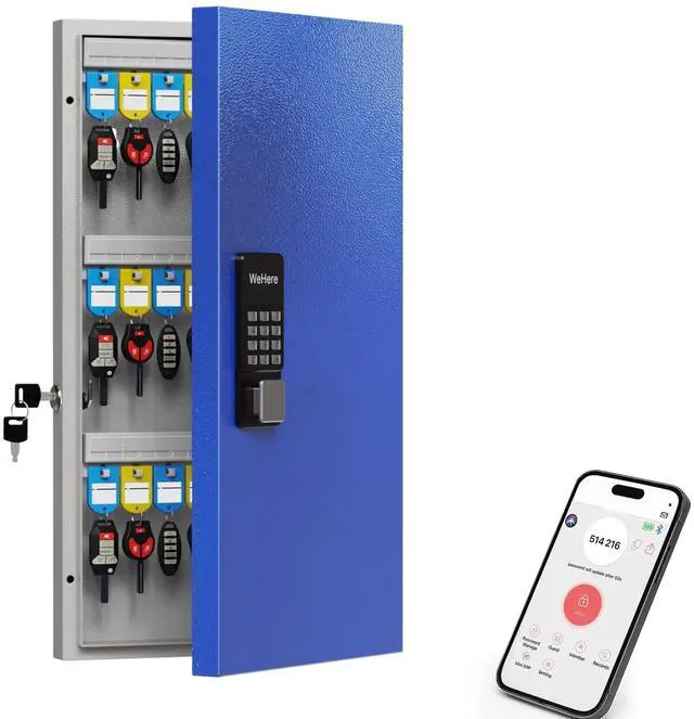 Main image of 48-Key Smart Key Lock Box Wall-Mount, Key Cabinet with Key Management App(Track Key Borrow/Return), Keypad, Bluetooth & WiFi Unlock (Sold Separately) for Commercial, School, Rental, Office