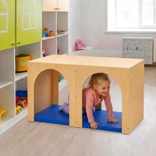 Alt view image 7 of 7 - Reading Cube Cozy Corner Set with Rest Mat Preschool Classroom Furniture Wooden Sensory Playhouse & Calming Corner Include 30 '' Natural Wood Nook Preschool Homeschool Daycare(Arch)