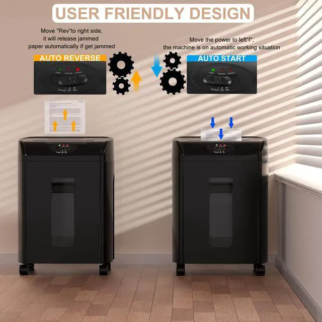 Alt view image 7 of 7 - Paper Shredder, 16-Sheet Cross Cut with 4.76-Gallon Pull Out Basket, P-4 Security Level, 3-Mode Design Shred Paper and CD/Credit Card, Durable&Fast with Jam Proof System Shredder for Office