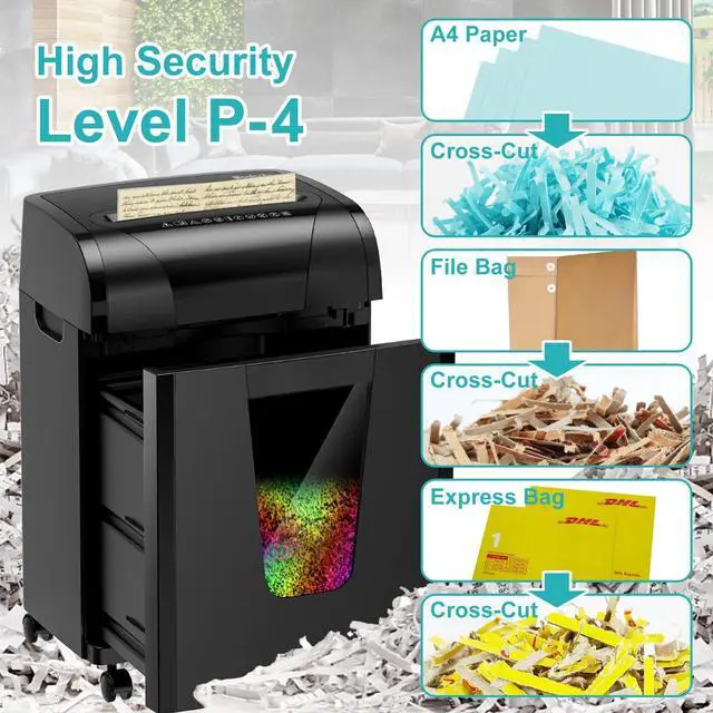Alt view image 3 of 7 - Paper Shredder, 18-Sheet Cross Cut with 5.28-Gallon Pull Out Bin, P-4 Security Level, Shred Paper and Credit Card and CD, Durable&Fast with Auto Jam Proof System Shredder for Office