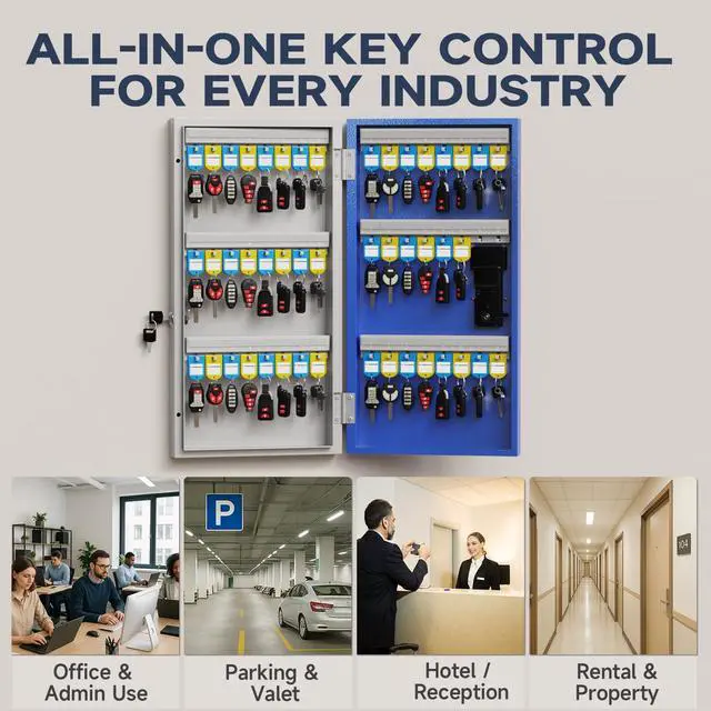 Alt view image 7 of 7 - 48-Key Smart Key Lock Box Wall-Mount, Key Cabinet with Key Management App(Track Key Borrow/Return), Keypad, Bluetooth & WiFi Unlock (Sold Separately) for Commercial, School, Rental, Office