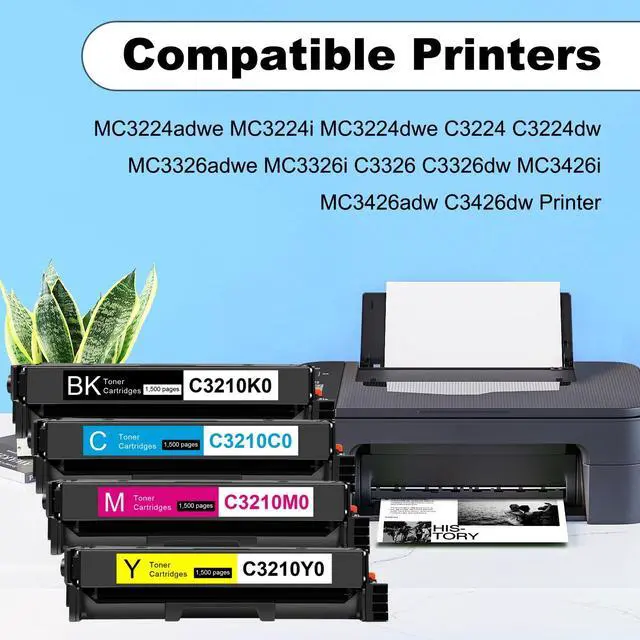 Alt view image 2 of 5 - MC3224 Toner Cartridges Compatible for Lexmark C3224 C3326 Toner Cartridge C3210K0 C3210C0 C3210M0 C3210Y0 for C3210 C3326 C3426 MC3224 MC3326 MC3426 Laser Printers (BKCMY)