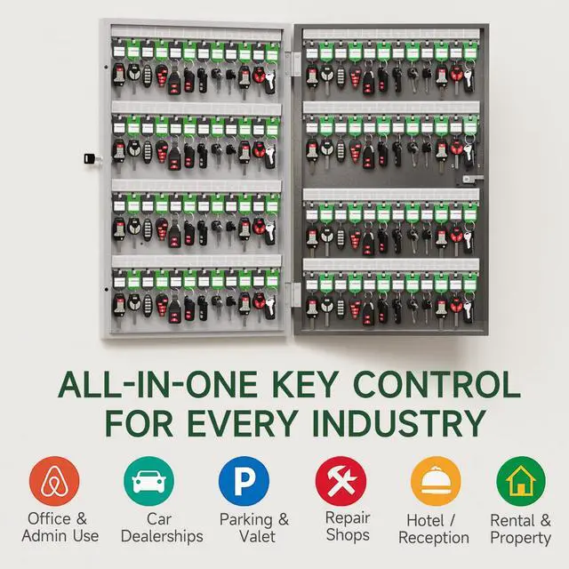 Alt view image 7 of 7 - 96-Key Smart Key Lock Box, Wall-Mount Key Cabinet with Key Management App(Track Key Borrow/Return), Keypad, Bluetooth & WiFi Unlock (Sold Separately) for Commercial, School, Rental, Office