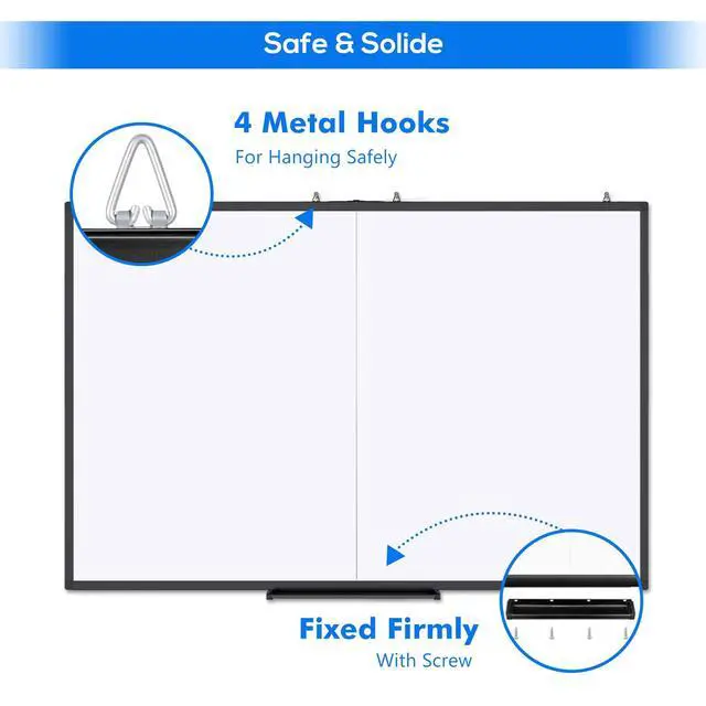 Alt view image 4 of 6 - Large Magnetic Whiteboard, 60 x 36 Magnetic Dry Erase Board Foldable for Wall, 5' x 3' Aluminum Presentation Big Wall-Mounted Marker Board for Office Home & School (Black)