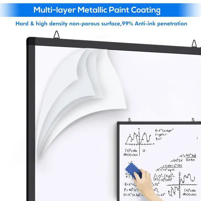 Alt view image 5 of 6 - Large Magnetic Whiteboard, 60 x 36 Magnetic Dry Erase Board Foldable for Wall, 5' x 3' Aluminum Presentation Big Wall-Mounted Marker Board for Office Home & School (Black)