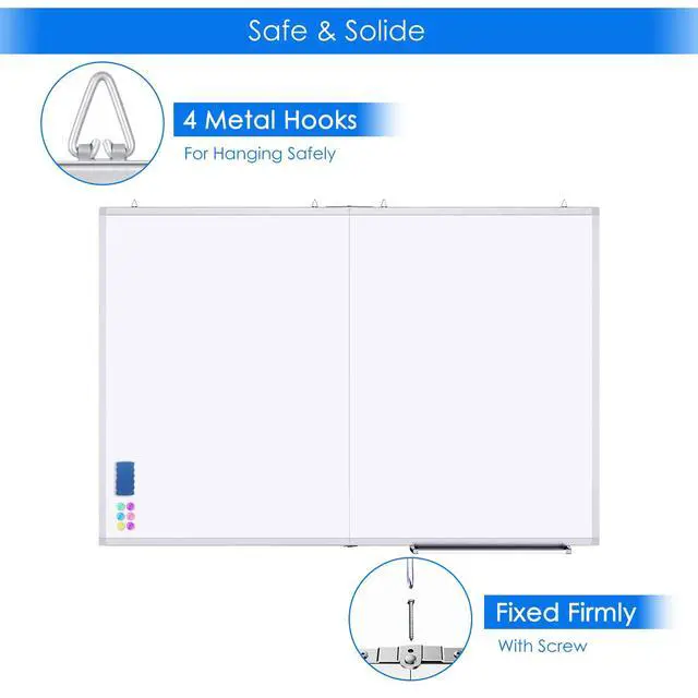 Alt view image 3 of 7 - White Board Dry Erase 60 x 36 Large Magnetic Whiteboard 5' X 3' Dry Erase Board Foldable with Long Marker Tray for Wall-Mounted Aluminum Memo Board Supplies for Class Office & Home