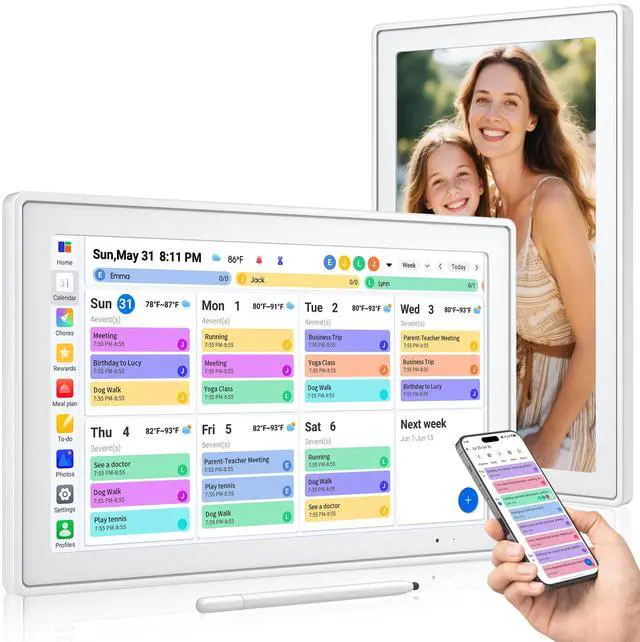 Main image of 15.6 Inch Digital Calendar, Smart Touchscreen Wall Calendar Planner with Chore Chart, Electronic To-Do List, 32GB Meal Planner & Family Organizer Schedule Board, Photo Frame