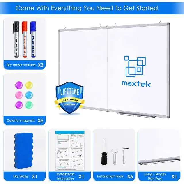 Alt view image 5 of 7 - White Board Dry Erase 60 x 36 Large Magnetic Whiteboard 5' X 3' Dry Erase Board Foldable with Long Marker Tray for Wall-Mounted Aluminum Memo Board Supplies for Class Office & Home