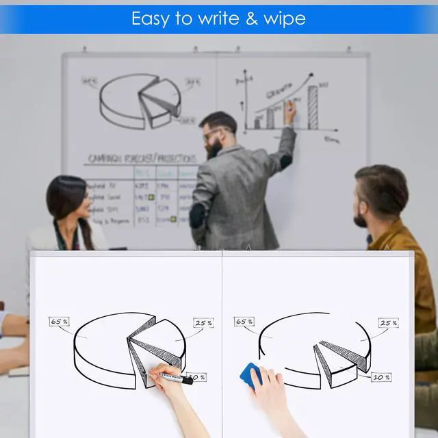 Alt view image 6 of 7 - White Board Dry Erase 60 x 36 Large Magnetic Whiteboard 5' X 3' Dry Erase Board Foldable with Long Marker Tray for Wall-Mounted Aluminum Memo Board Supplies for Class Office & Home