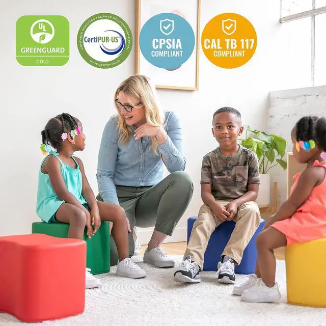 Alt view image 6 of 7 - SoftZone Toddler Modular Stool Set, Flexible Seating, Assorted, 6-Piece