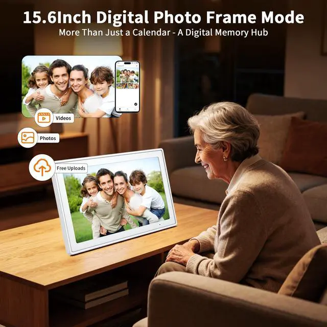 Alt view image 5 of 7 - 15.6 Inch Digital Calendar, Smart Touchscreen Wall Calendar Planner with Chore Chart, Electronic To-Do List, 32GB Meal Planner & Family Organizer Schedule Board, Photo Frame