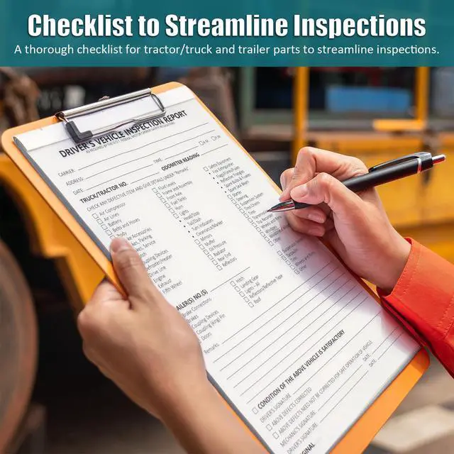 Alt view image 5 of 6 - Detailed Driver's Vehicle Inspection Report, Pre Trip Inspection Book | 50 Pack, 2-Ply Carbonless, 35 Sets of Forms per DVIR Log Book for Truck Drivers, 8.5" x 5.5"