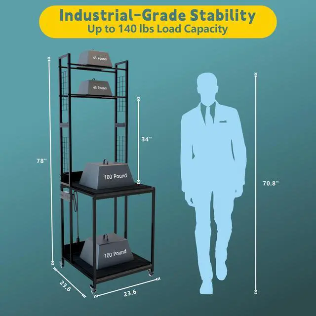 Alt view image 6 of 7 - Heavy Duty PRT22 3D Printer Stand with Power Hub, High Density Polymer Vibration Damping Pads, Elevated Storage & Locking Wheels for Most Large Printers