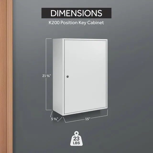 Alt view image 2 of 7 - 200 Position Steel Key Cabinet - Organize and Secure Key Storage Lock Box with Numbered Hooks and Tags for Valets, Hotel, Office, Car Dealerships and More (K200) (Light Grey)