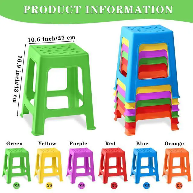 Alt view image 3 of 7 - 12 Pack Stackable Classroom Stools Plastic Nesting Round Colorful Indoor/Outdoor Flexible Seating Decorative Chairs for Home Office School Classroom