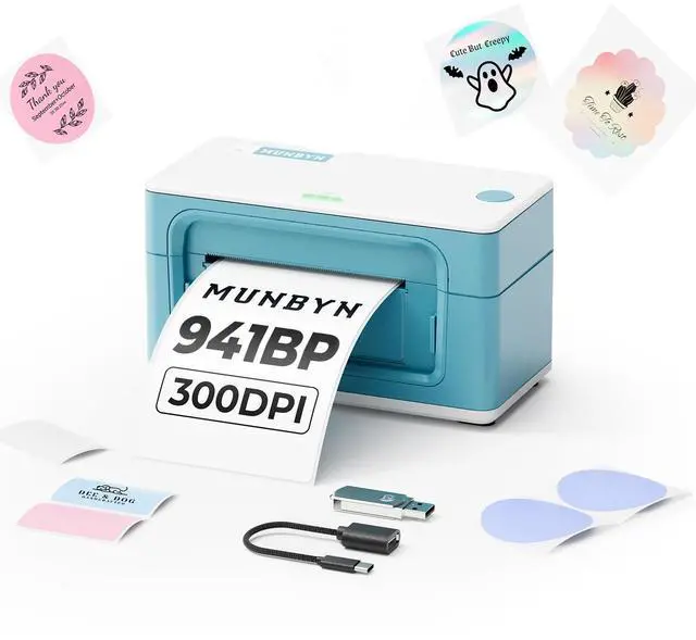 Main image of Bluetooth Thermal Label Printer 941BP, Wireless 300DPI 4x6 Shipping Label Printer for Small Business Compatible with Windows, Mac, iPhone, Android, PC, Amazon, Shopify, Etsy, USPS (Green)