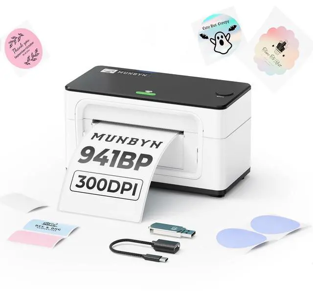 Main image of Bluetooth Thermal Label Printer 941BP, Wireless 300DPI 4x6 Shipping Label Printer for Small Business Compatible with Windows, Mac, iPhone, Android, PC, Amazon, Shopify, Etsy, USPS (White)