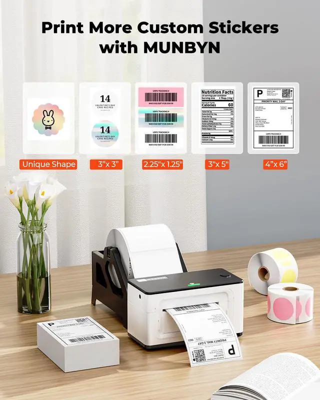 Alt view image 3 of 6 - Bluetooth Thermal Label Printer 941BP, Wireless 300DPI 4x6 Shipping Label Printer for Small Business Compatible with Windows, Mac, iPhone, Android, PC, Amazon, Shopify, Etsy, USPS (White)