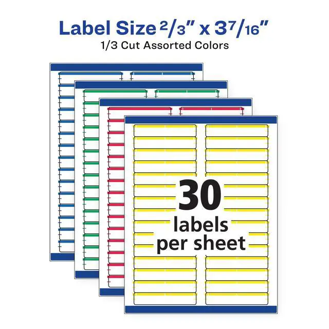 Alt view image 4 of 7 - TrueBlock File Folder Labels, 2/3" x 3-7/16", Assorted Colors, 10 Packs, 7,500 Printable Labels (5266)