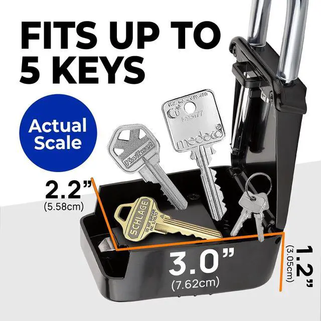 Alt view image 4 of 7 - 1500 Key Lock Box with Code, Lockbox for Keys Outdoor, Realtor Lock Box for Short-Term Rentals, Holds 5 Keys (12 Pack, Black)