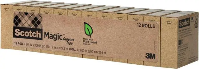 Main image of Magic Greener Tape, Invisible Tape for Fixing Paper, Office Supplies and Back to School Supplies, 0.75 in.x 900 in., 12 Rolls (Pack of 12)