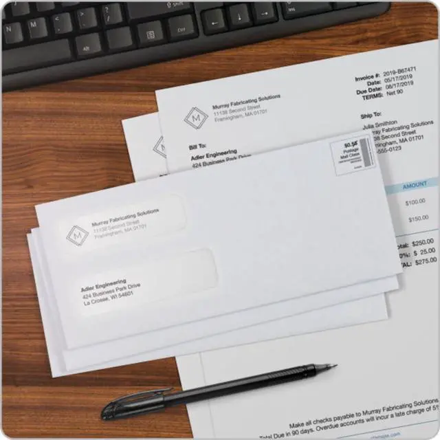 Alt view image 7 of 7 - #10 Double-Window Self-Seal Security Envelopes,For Business Statements,Invoices,4-1/8" x 9-1/2",White,24-lb,500 Per Box (QUA24559) (24559),(Pack of 5)