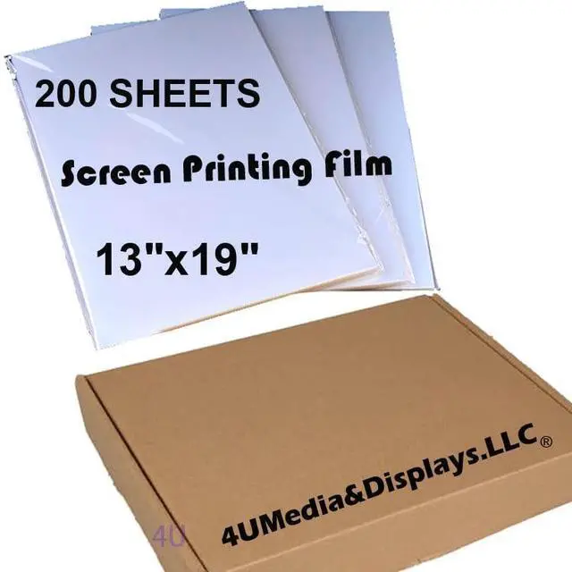 Main image of 200 SHEETS 13"x19" Waterproof Inkjet Transparency Film for Silk Screen Printing