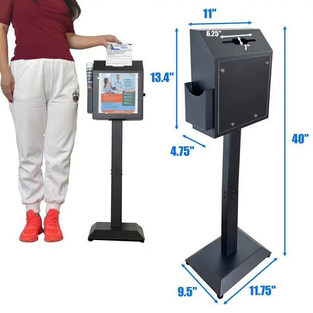 Alt view image 3 of 7 - Suggestion Box with Stand, Floor Standing Offering Box,Metal Combination Lock Ballot Collection Safe Box for Voting,Charity,Donation,Church,Election,Hospital Feedback,and Car Rental Key Return,White
