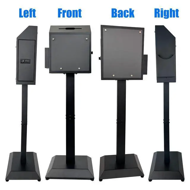 Alt view image 4 of 7 - Suggestion Box with Stand, Floor Standing Offering Box,Metal Combination Lock Ballot Collection Safe Box for Voting,Charity,Donation,Church,Election,Hospital Feedback,and Car Rental Key Return,White