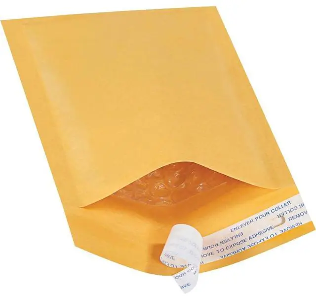Main image of B851SSTT Paper #000 Heat-Seal Bubble Lining Mailer with Tear Strip, 8" Length x 4" Width, Kraft (Case of 500)