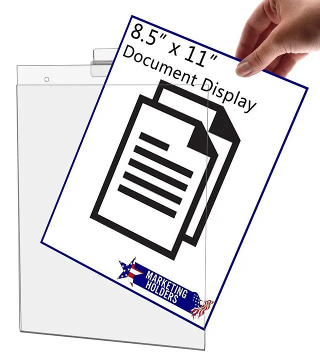 Alt view image 7 of 7 - 24 Pack Slatwall Sign Holder for 8.5" x 11" Advertisements Notices and Flyers in Retail Stores Boutiques and Showrooms Clear Acrylic Literature Sleeve No Assembly Required