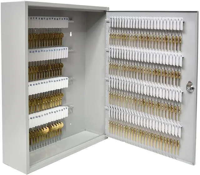 Main image of STEELMASTER Key Holder Cabinet - 200-Key Cabinet - 200 Easy-to-Write-On Key Tags - Piano Hinged Door - Standard Keyed Lock - Steel Construction - Key Lock Box