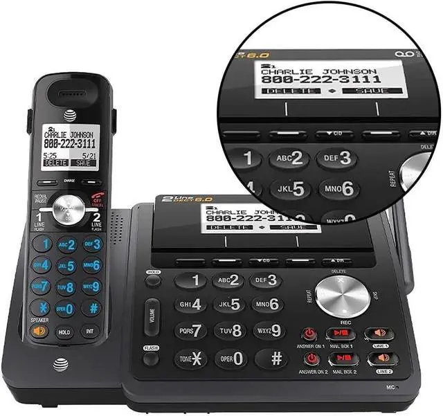 Main image of TL88102BK Expandable Cordless Phone with 2 Lines, DECT 6.0 Technology, Answering System and Dual Caller ID/Call Waiting