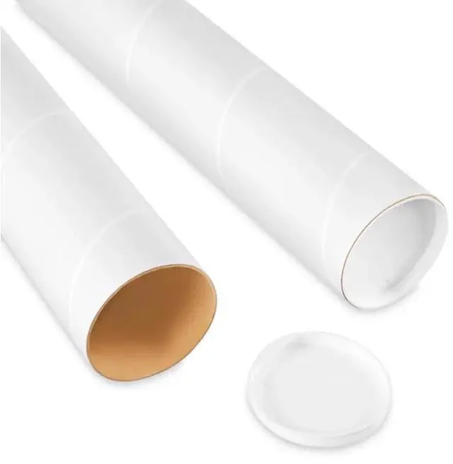 Main image of ProLine 2 x 24",.060" thick White Kraft Heavy-Duty Mailing Shipping tubes with End Caps (50)