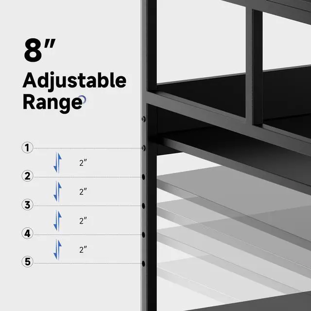 Alt view image 4 of 7 - Printer Stand, 24''×24''×29'' Large Printer Table for Home Office with Locking Casters, Sturdy 3-Tier Rolling Cart with Adjustable Shelf, Mini Fridge Stand, Home Office Essentials, Black