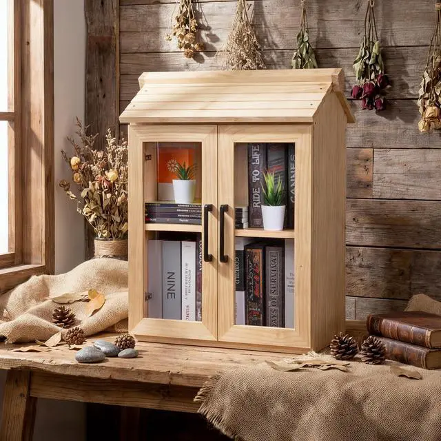Alt view image 2 of 7 - Little Free Library Box Outdoor Kit with Mount, Waterproof Pine Neighborhood Lending Library, 2-Tier Book Exchange Box, 2 Acrylic Doors (21×11×26 in)