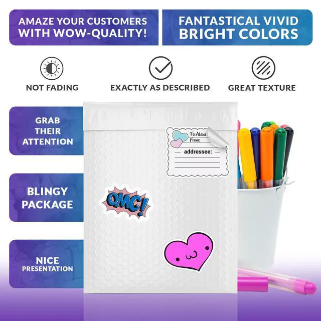 Alt view image 5 of 7 - Poly Bubble Mailers, 8.5 x 11 Inch White Padded Mailers, Self Seal Shipping Envelopes, Lightweight Poly Mailer Bags, Waterproof Mailing Bags, Pack of 100