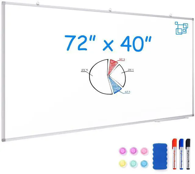Main image of Dry Erase Board 72 x 40 Inch, Large Magnetic White Board for Wall, Aluminum Frame Erase Board Presentation Wall-Mounted Marker Board with a Long Pen Tray for Classroom, Office & Home