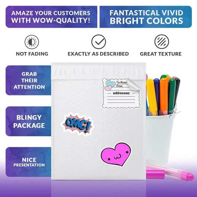 Alt view image 5 of 7 - Poly Bubble Mailers, 9.5 x 13.5 Inch White Padded Mailers, Self Seal Shipping Envelopes, Lightweight Poly Mailer Bags, Waterproof Mailing Bags, Pack of 100