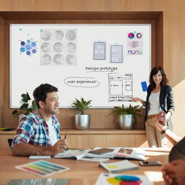 Alt view image 6 of 7 - Dry Erase Board 72 x 40 Inch, Large Magnetic White Board for Wall, Aluminum Frame Erase Board Presentation Wall-Mounted Marker Board with a Long Pen Tray for Classroom, Office & Home