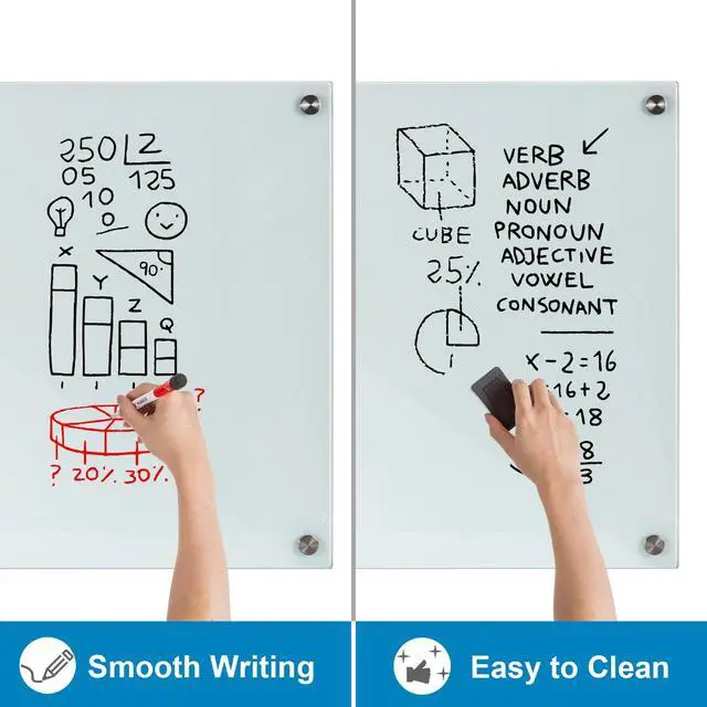 Alt view image 3 of 7 - Glass Dry Erase Board, 48 x 36 Inches Magnetic Glass Whiteboard | Frameless Glass Board, Wall Mount, 4' x 3', Frameless, For Office, Home, School
