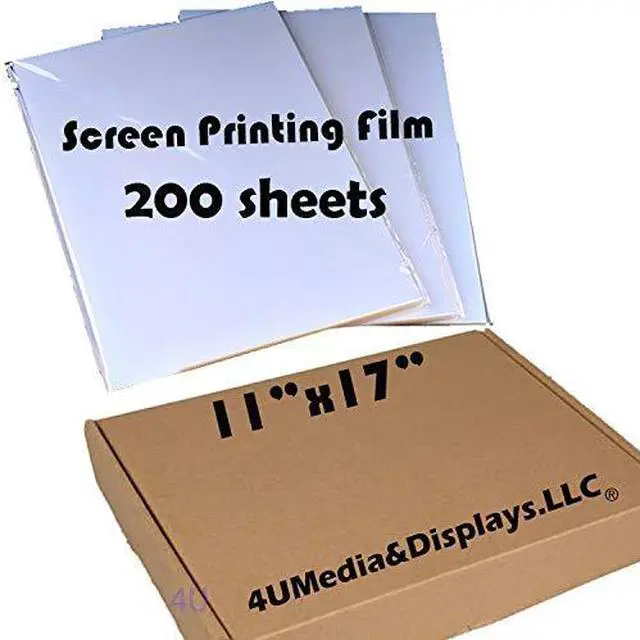 Main image of 200 SHEETS Waterproof Inkjet Transparency Film for Silk Screen Printing (11"x17")