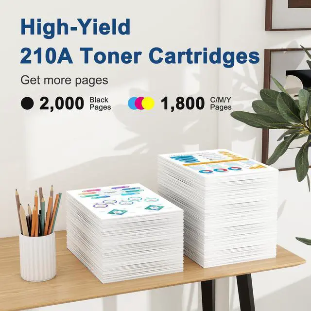 Alt view image 3 of 7 - 210A Toner Cartridges 4 Pack (with Chip) Compatible for HP 210A 210X | Replacement for HP Color Laser Jet Pro MFP 4301fdw 4201dw 4201dn 4301fdn 4301dw Printer (Black/Cyan/Magenta/Yellow)