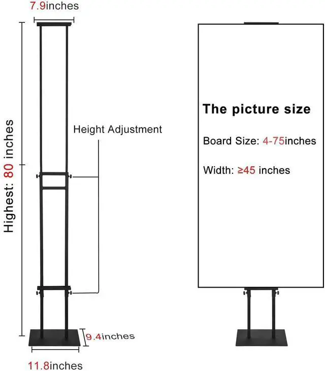 Alt view image 5 of 7 - 6Pack Poster Stand for Display, Adjustable Floor Stand Sign Holder | Pedestal Sign Stand, Heavy Duty Banner Stand with Non-Slip Base, Height Up to 75 inch, Double-Sided for Board & Foam Sign