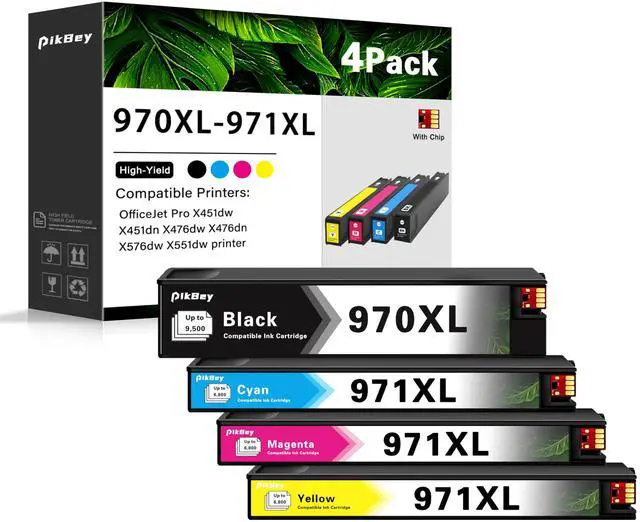 Main image of 970XL 971XL Ink Cartridges Replacement for HP 970 971 Ink Cartridges for OfficeJet Pro X451dw X451dn X476dw X476dn X576dw X551dw 4 Pack (1Black, 1Cyan, 1Magenta, 1Yellow)