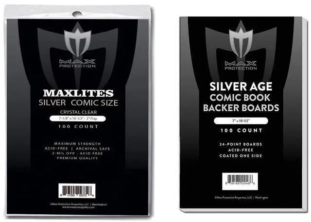 Main image of Silver Age Comic Book Bags and Boards - 500 Count Acid Free Comic Sleeves - 2 Mil OPP Clear Backing Boards 24 Pt Archival Storage