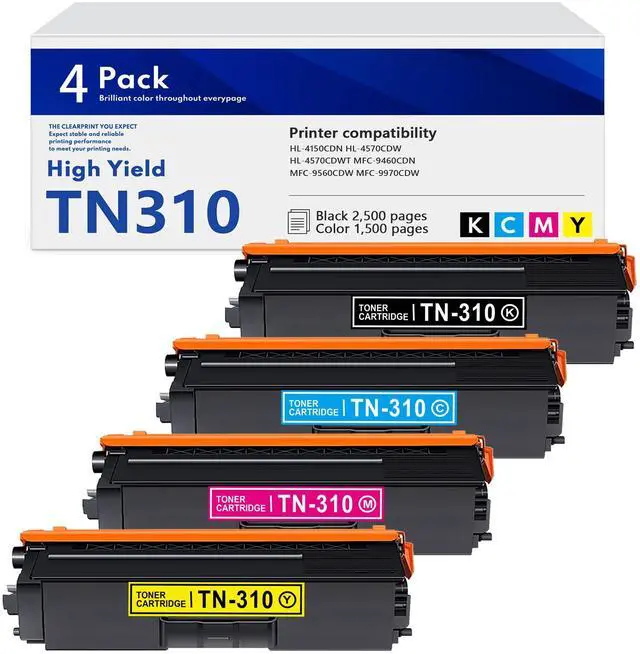 Main image of TN-310 Toner Cartridge Set Replacement for Brother TN336 TN310 TN315 TN331 (KCMY, 4-Pack) Works for HL-4150CDN HL-4570CDW MFC-9460CDN MFC-9560CDW MFC-9970CDW Printer