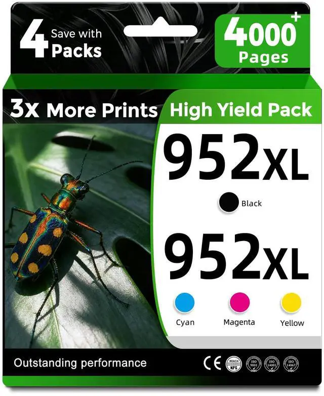 Main image of 952XL Ink Cartridge Combo Pack Replacement for HP 952 HP952 XL HP952XL for Officejet Pro 8710 7740 8720 8702 8210 7720 8715 8730 8740 8216 8725 8200 Printer(Black Cyan Magenta Yellowchip Version:AB9)